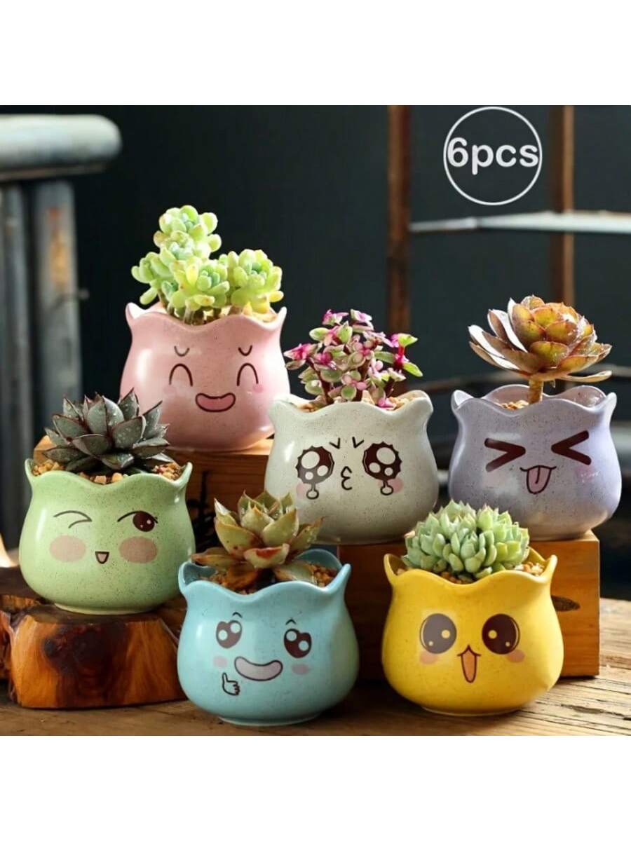 Gardening Tools Cute - Set di 6 Vasi in Ceramica